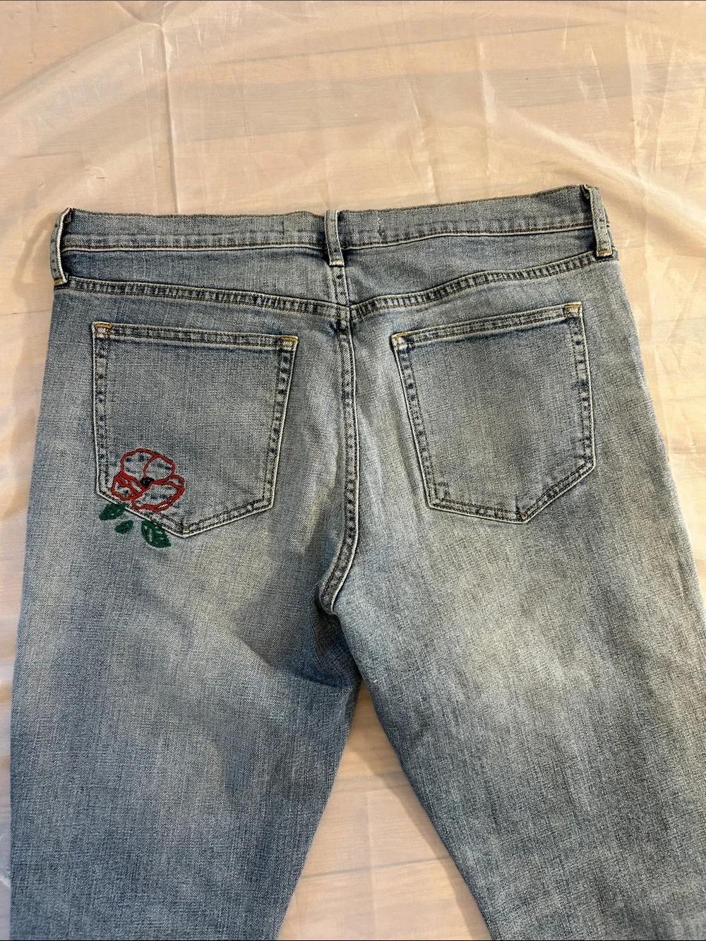 GAP Light Blue Boyfriend Jeans with Floral Patches